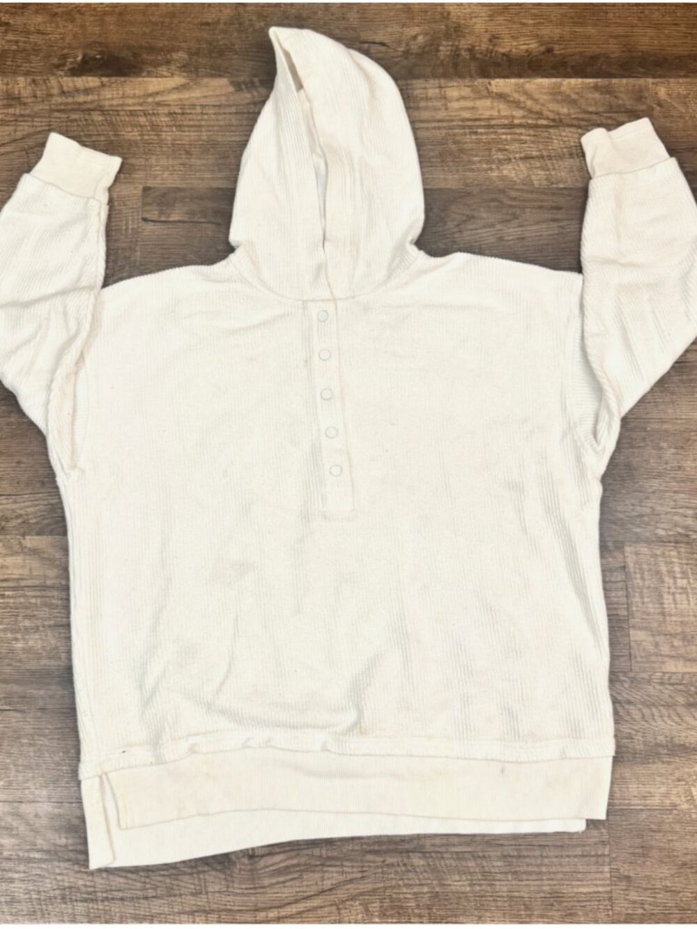 Aerie Textured Henley Hoodie Women’s Medium Oversized Snap Sweatshirt Ribbed